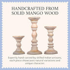 Mela Artisans Mango Wood Candle Holders - Whitewash Finish, Set of 3 - Image 5