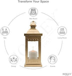 Hosley 15 Inch High Large Clear Glass Iron Classic Style Lantern Gold. Ideal Gift for Parties Weddings Aromatherapy and LED Spa Settings 05 - Image 6
