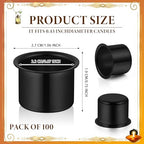 Sliner 100 Pack 0.87'' Black Metal Candle Holders with Round Flat Base - Image 2