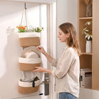 ICERZCZ Hanging Baskets for Organizing 3-Tier Wall Basket Khaki & Off White - Image 2