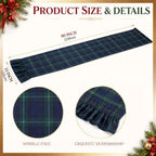 Remagr 3 Pcs Christmas Tartan Plaid Ruffle Table Runner 13"x90", Blue Green - Image 2