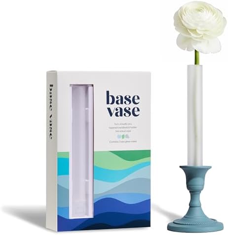 Base Vase (3-Pack) - The Bud Vase that Fits in Taper Candle Holders | Create Floral Arrangements for Tablescapes, Centerpieces, Weddings and Home Decor (Frosted) by Base+Vase