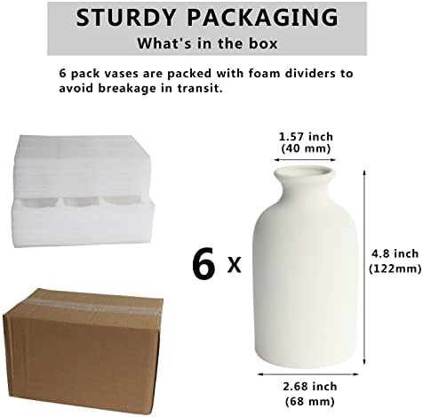 YANLING 6 Pack White Vase Small Ceramic Vases for Decor, Bud Vases - Image 2
