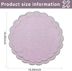 Linen Cotton Placemats Set of 4 Scalloped Flower Embroidery Place Mats 15'' Natural Linen Texture Fabric Machine Washable Table Mats for Restaurant Kitchen,Table Decor(Lilac) - Image 2