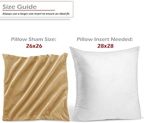 Nestl Throw Euro Pillow Covers, Cozy Velvet Decorative Pillow Covers 26 x 26 Inches, Soft Solid Couch Pillow Case for Sofa, Bed and Car, Set of 2 - Camel Gold - Image 2