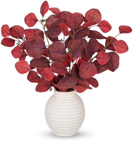 Fall Decor Artificial Eucalyptus Plant with Vase Autumn Leaf for Home Decor by Oairse