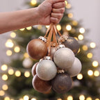 Yunlly 18 Pcs Neutral Christmas Ball Ornament Brown Glitter Xmas Tree Decor - Image 4
