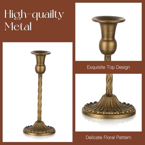 Candeldo Brass Finish Candle Holders Set of 10 for Table Centerpiece - Image 3