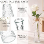 Set of 18 Clear Glass Bud Vases for Centerpiece, Water Ripple - Image 3