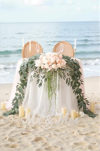 7.5FT Babypink Wedding Arch Flowers Garland, Rose &Eucalyptus, Artificial Spring Floral for Backdrop Mantle Decoration,Ceremony Party Sweetheart Head Table Reception Decor - Image 6