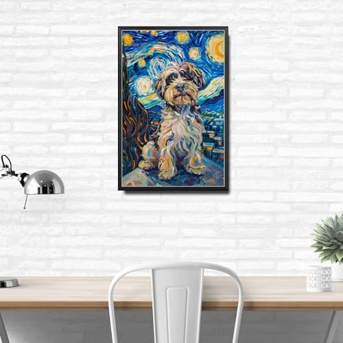 Metal Sign Tin Sign Vintage Wall Art Havanese Starry Night Havanese Fluffy Havanese in A Celestial Sky for Home Pet Area and Seasonal Displays Waterproof Aluminum 6×8 Inches with Metal Frame - Image 3