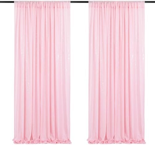 Pink Sequin Backdrop Curtains 2 Panels 3FTx8FT Backdrop for Valentines Day by SoarDream