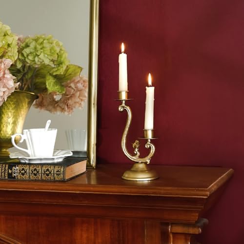 NIKKY HOME Vintage Gold Bird Candelabra, 2 Arm Metal Taper Candle Holder - Image 2