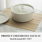 Placemats Set of 12 Vinyl/Plastic Woven Place Mats for Kitchen Table Indoor/Outdoor Washable Placemat Wipeable Dining Table Mats (Aurora Gold,12) - Image 5