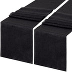 Black Burlap Table Runners 2 Pack 13x84 inch Jute Table Linens by LuoluoHouse
