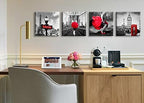JiazuGo Red Paris Decor for Bedroom Black and White Wall Art for Living Room Eiffel Tower Decor Red City Buildings Canvas Pictures Brooklyn Bridge London Big Ben Modern Art Valentine'S Day - Image 3
