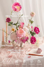 Ling's moment Artificial Blush Flowers Combo, Berry Pink & Cream, Deluxe - Image 2
