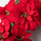 Balsam Hill Outdoor Lit Poinsettia Celebration Christmas Wreath - 26" Festive Red Front Door Wreath with Poinsettia Flowers & Battery-Operated LED Clear Lights - Image 2