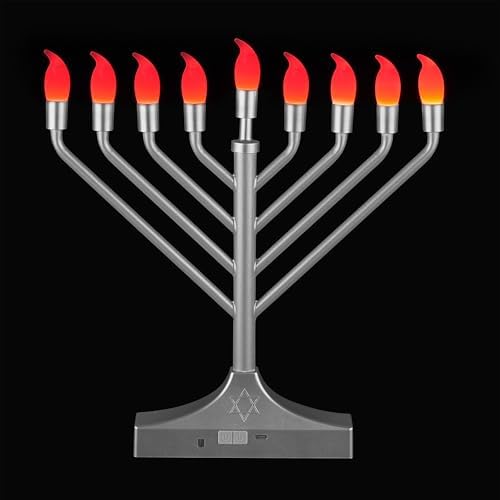 Electric Hanukkah Menorah,RGB Led Menorahs for Chanukah Decoration,Color Changing with Remote Control & Push-Button to Choose The Day and Timer Options Battery/USB Powered,Silver - Image 4
