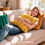 Faux Fur Decorative Throw Pillow Covers 20x20 Set of 2, Yellow - Image 2
