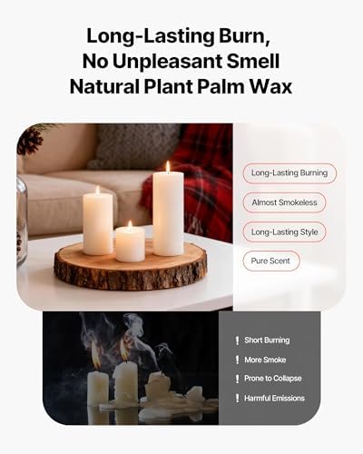 VEVOR Pillar Candles and Glass Vases Set 24 Pcs, Clear Cylinder Hurricane Candle Holders for Wedding Centerpieces, Tall Vase for Table Decor, Wedding Party, Thanksgiving,White (2.56" x 4.7",5.9",7.9") - Image 4