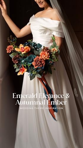 Ling's moment Artificial Fall Flowers Wedding Rustic Teal Grand Combo - Image 5