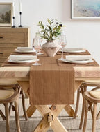 ZeeMart Linen Checked Farmhouse Placemats Set of 6, Caramel 13x19in - Image 5
