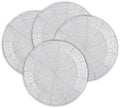 Lightnpro Handmade Beaded Placemats Set of 4 – 13 Inch Round Whitish Silver Charger Mats | Handcrafted Artisan Table Accessories, Rustic Farmhouse Glitz Decorative Dining Table Décor by Lightnpro