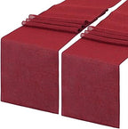 Burlap Table Runner Burgundy Jute Table Linens 2 Pack 13 x 84 Inch by LuoluoHouse
