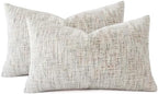 Textured Chenille Lumbar Pillow Covers 12x20 Inch Set of 2 Soft Neutral Woven Accent Boho Farmhouse Rectangle Decorative Cushion Cases for Modern Home Decor Couch Sofa Chair Living Room by HOMFINER