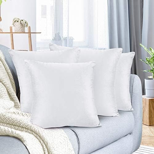 Nestl Throw Euro Pillow Covers, Cozy Velvet Decorative Pillow Covers 26x26 Inches, Soft Solid Couch Pillow Case for Sofa, Bed and Car, Set of 4 - White by Nestl