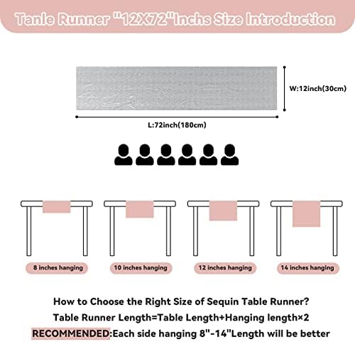 Sugargirl 10 Packs 12 x 72 inches Sequin Table Runner, Glitter Silver Table Runner for Birthday Party Supplies Wedding Holiday Celebration Event Decorations - Image 5