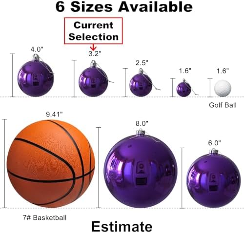 Purple & Silver 3.2" Large Christmas Balls - Christmas Tree Decoration Ornaments Shatterproof Hanging Balls for Birthday Halloween Holiday Wedding Decorations Set of 18pcs - Image 6