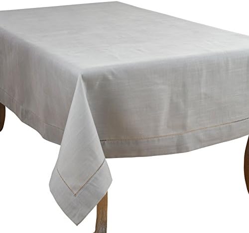 SARO LIFESTYLE Classic Hemstitch Tablecloth - Elegant Everyday Tablecloth with Textured Fabric and Hemstitched Border for Dining Tables and Formal Entertaining, 70"x180", Grey by SaroLifestyle