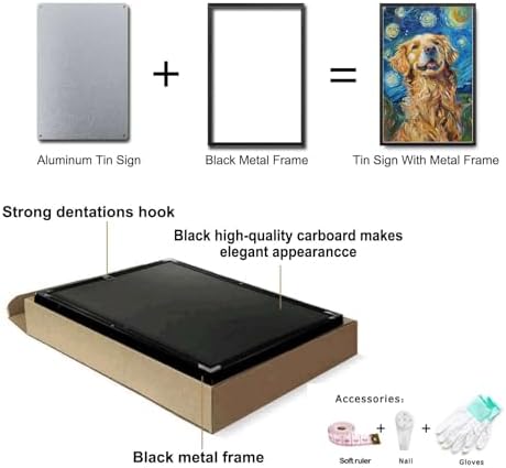 Metal Sign Vintage Tin Sign Golden Retriever Starry Night Retriever Golden Friend in Night for Home Park and Seasonal Celebrations Waterproof Aluminum 12×16 Inches with Metal Frame - Image 7