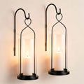 Set of 2 Black Wall Candle Sconces Decor Wall Candle Holder for Pillar Candles - Modern Metal Hurricane Lantern Decoration for Indoor Porch Fireplace Bathroom Living Room by Ferrochef
