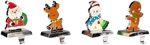 Northlight Set of 4 Christmas Figures Stocking Holders with Silver Base - Image 6