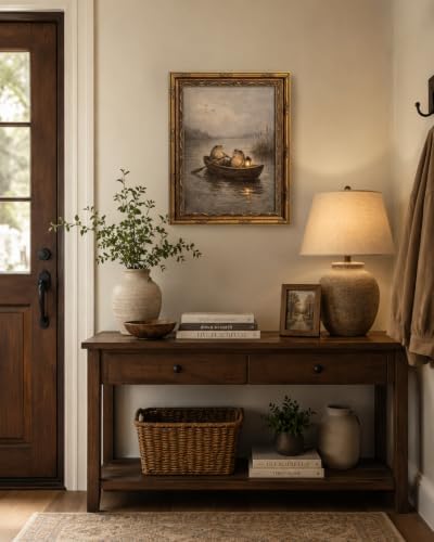 Gold Framed Two Frogs Boat Wall Art, Cottagecore Canvas Print, 16x12 - Image 6