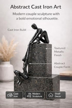 Industrial Abstract Cast Iron Art Sculpture Couple - Man Lifting Woman from Ledge - Modern Love Gift for Couples Cast Iron Shelf Decor for Home, Farmhouse, Bedroom, Living Room - Image 3