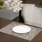 Loom and Mill Luxury Jacquard Damask Placemats Double Layer, Set of 4, Gray - Image 2