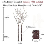 Hairui Lighted Brown Branches Battery Operated with Timer 32IN 100 LED Fairy Lights, Willow Branch Lights for Home Bedroom Fireplace Christmas Holiday Decoration Indoor Outdoor Use (Vase Excluded) - Image 6