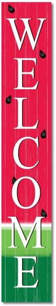 Welcome Watermelon Porch Board 8”x48” Welcome Solid Wood Sign and Porch Leaner for Front Door Porch Deck Wall - Indoor Outdoor Summer Farmhouse Rustic Vertical Porch Decor by Ymaotrade