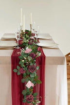 Ling's moment Flower Garland, 5FT Eucalyptus & Rose Burgundy - Image 3