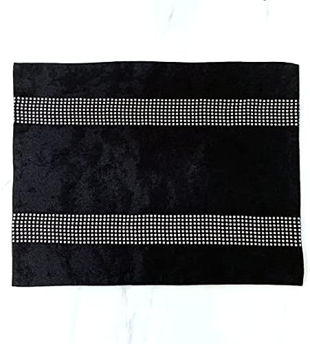 HeMiaor Black Placemats Set of 4 Velvet Gorgeous Luxurious Shining Minimalist Style Elegant Both Diamond Strip for TV Stand Coffee Table Kitchen Decor - Image 3