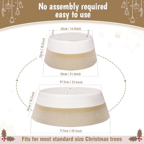 28 Inch Boho Christmas Tree Collar, Cotton Rope Christmas Tree Skirt - Image 2