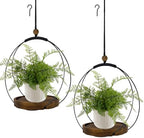 hismocal Hanging Planters for Indoor Plants,Plant Hanger with Sturdy Wood Base,Modern Boho Macrame Plant Hanger,Wall Ceiling Window Stands(Plants/Pots Not Included) (2 Pack-Circle) by hismocal