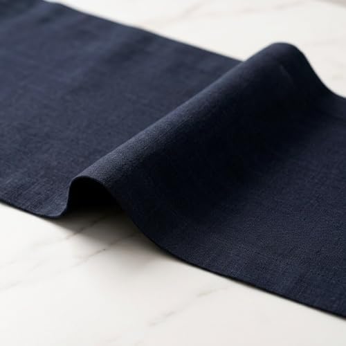 Solino Home 100% Pure Linen Table Runner Navy Extra Long, Fete 14 x 120 in - Image 4