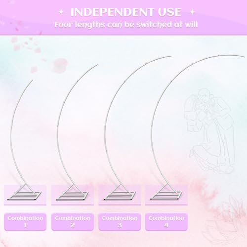 Metal Open Arch Backdrop Stand,Set of 2 White Curved Arch Backdrop Stand Half Moon Wedding Arches for Ceremony,Birthday,Anniversary,Baby Shower,Floral Stand,Ramadan Decoration(6.7FT & 5.8FT) - Image 5