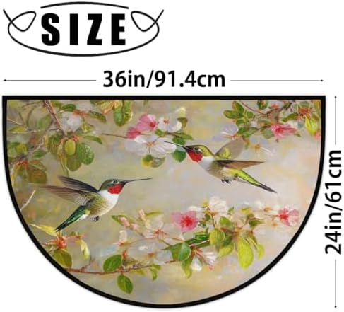 Spring Hummingbirds Door Mat for Outdoor Indoor Welcome Mat Half Round Doormat Entryway Rug 24" x 36" Door Mats for Home - Image 2