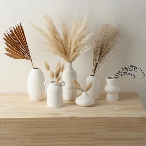 Set of 16 White Ceramic Bud Vases, Minimalist Boho Small Pampas Grass Flower Vase for Farmhouse Home Decor, Wedding Centerpiece, Shelf and Table Decoration - Image 2